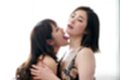 Licking girlfriends neck long hair down her back